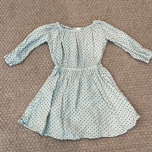 Alice and Ames Mae gauze dress in light blue with navy polka dots. Size 4.